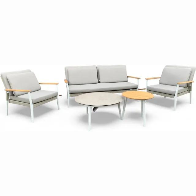 Mondial Living Tuinset Sandro inclusief 2 tafeltjes | Aluminium Frame Wit