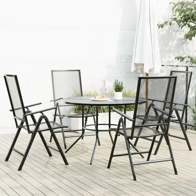 vidaXL 5-delige Tuinset verstelbaar gepoedercoat staal antraciet, foto 2