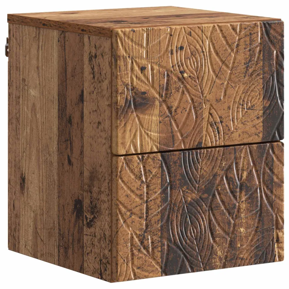 vidaXL Wandbeugel Bedkast Oud hout 34,5 x 33 x 40 cm Bewerkt hout bruin, foto 3