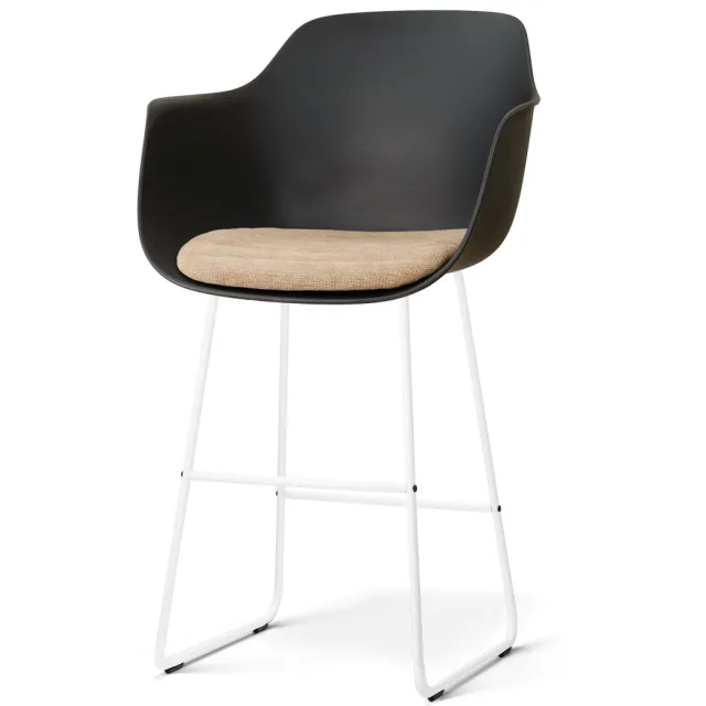 Nolon Nino-Liz barkruk zwart met nougatbruin zitkussen - wit onderstel - 75 cm