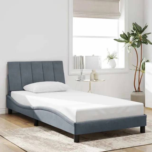 vidaXL Bedframe zonder matras "Hanko" 100x200 cm fluweel donkergrijs