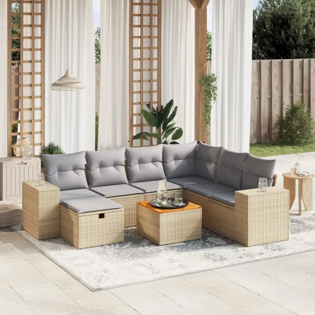 vidaXL Patio Sofa Set 8-zits Mix Beige en Lichtgrijs, foto 2