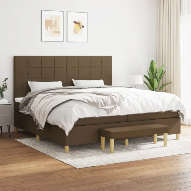 vidaXL Boxspring met matras stof donkerbruin 200x200 cm bruin