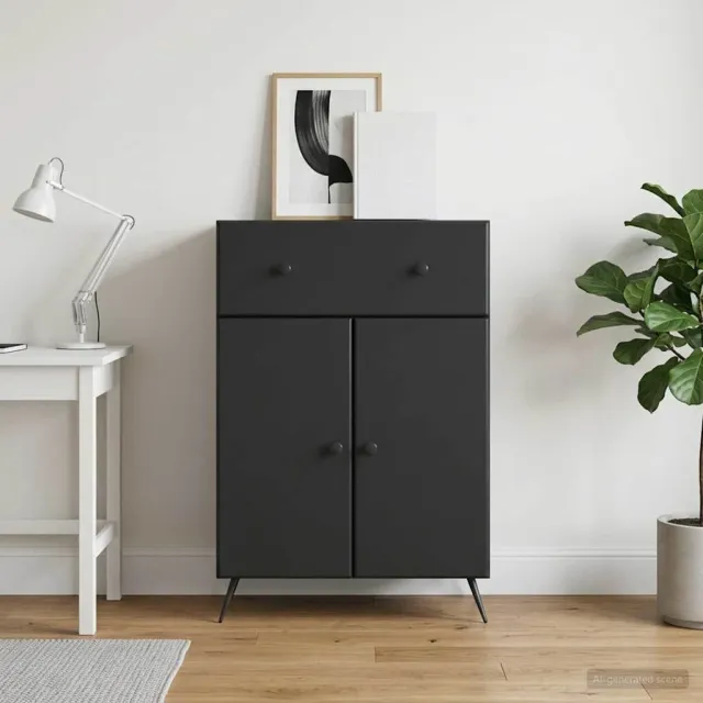 vidaXL Dressoir Zwart 66 x 34,5 x 90 cm Bewerkt hout, foto 2