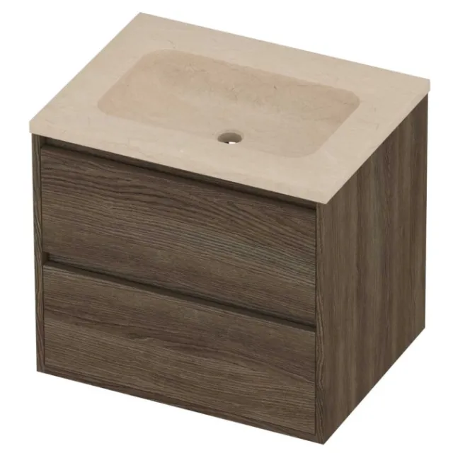 Proline Rollo Badmeubelset Hardsteen Elegant 60x46x54 cm Sand Stone Vital Oak Eiken