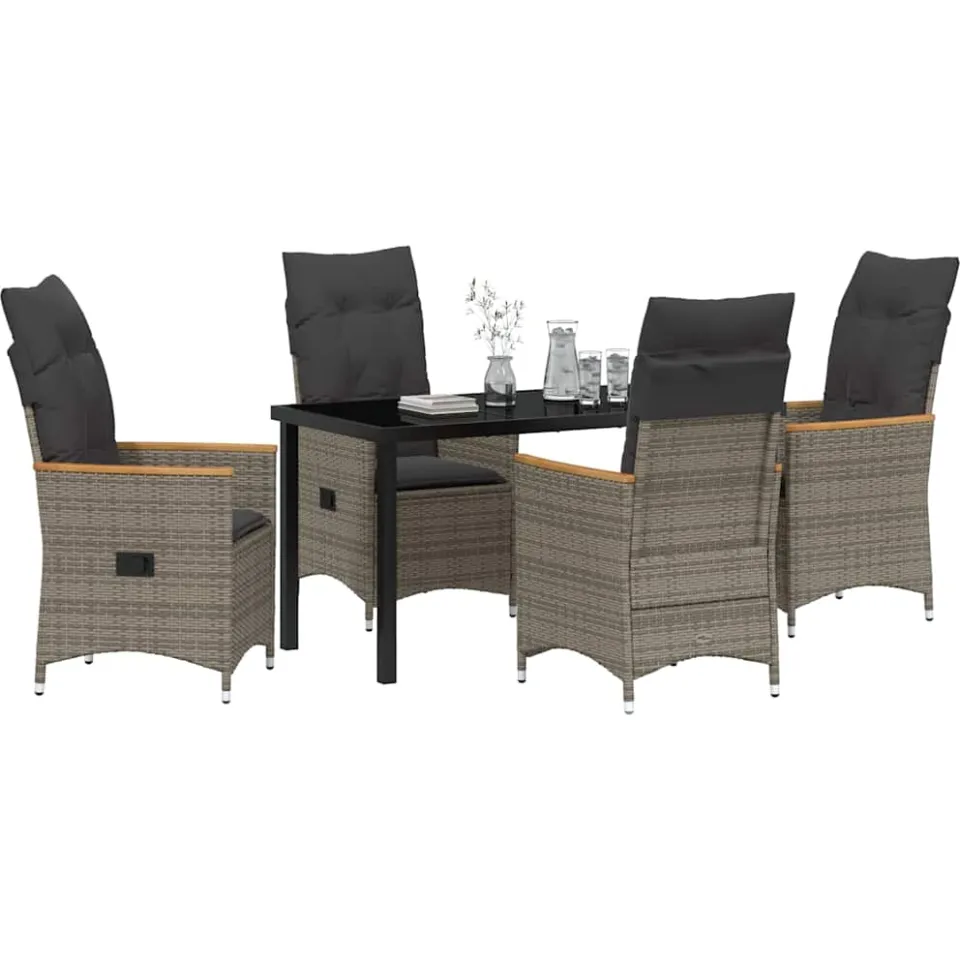 vidaXL Tuin eettafelset 5 st Grijs poly rattan
