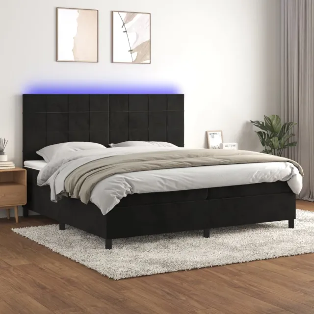 vidaXL Boxspring met matras en LED fluweel zwart 200x200 cm