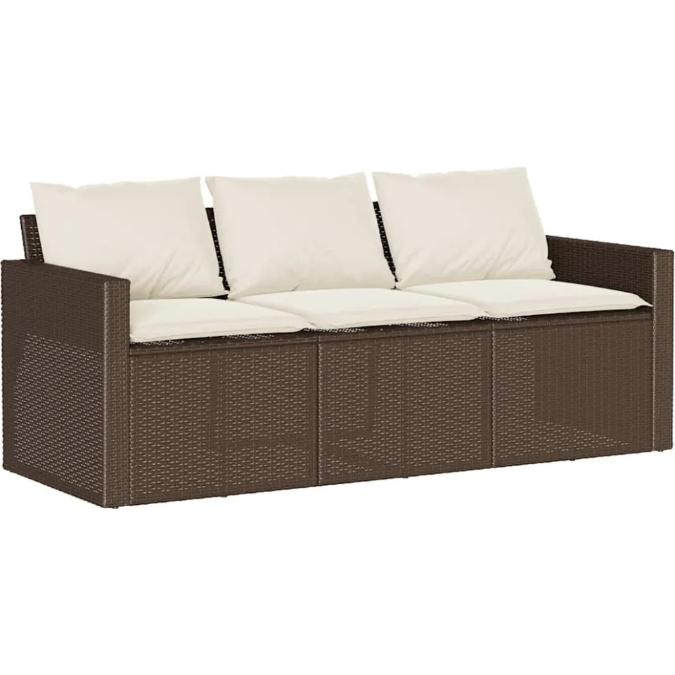 vidaXL 2-delige Tuinset met kussens poly rattan bruin, foto 2