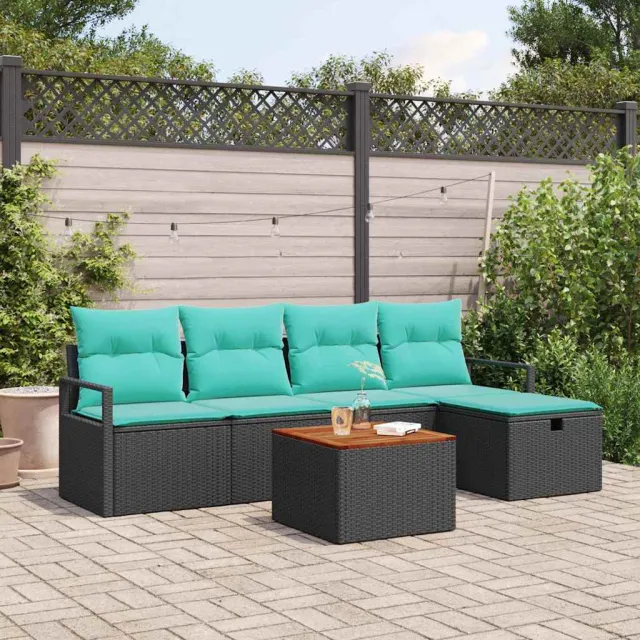 vidaXL Tuinbankenset 6 st Zwart poly rattan, foto 2
