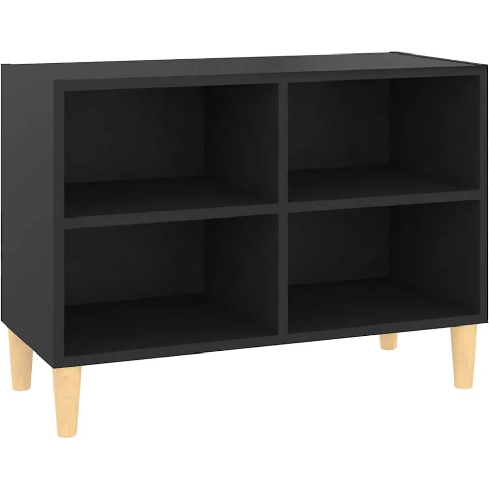 vidaXL Tv-meubel met massief houten poten 69,5x30x50 cm zwart, foto 3