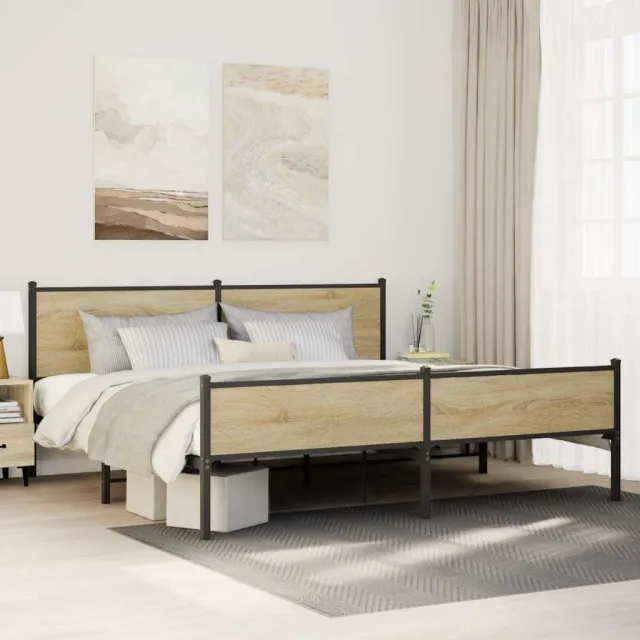 vidaXL Bedframe zonder matras metaal sonoma eikenkleurig 193x203 cm
