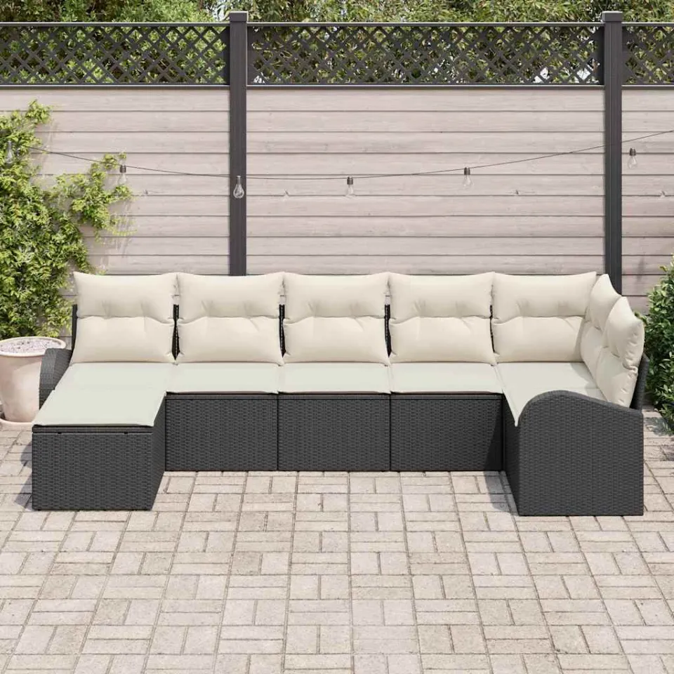 vidaXL Tuin Sofa Set 7 st Zwart [Synthetisch]: Poly Rattan, foto 3