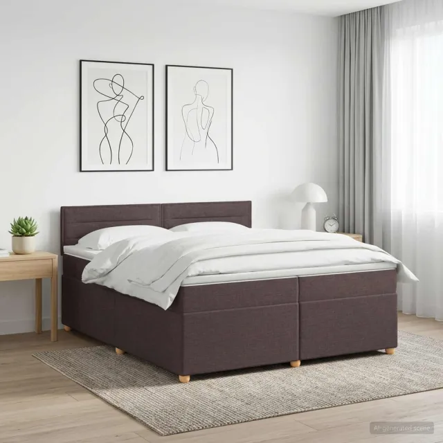 vidaXL Boxspringbed met matras Donkerbruin 200 x 200 cm Stof