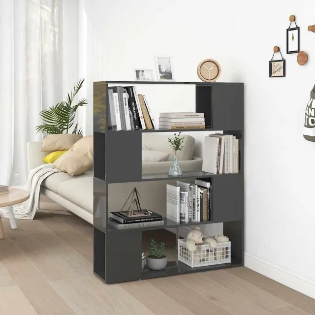 vidaXL Boekenkast/kamerscherm 100x24x124 cm hoogglans grijs, foto 2