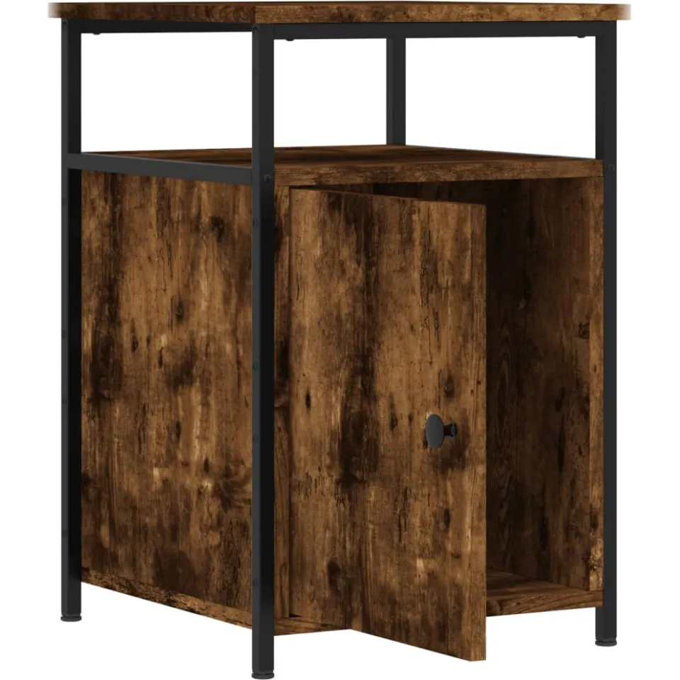 vidaXL Nachtkastje 40x42x60 cm bewerkt hout gerookt eikenkleurig