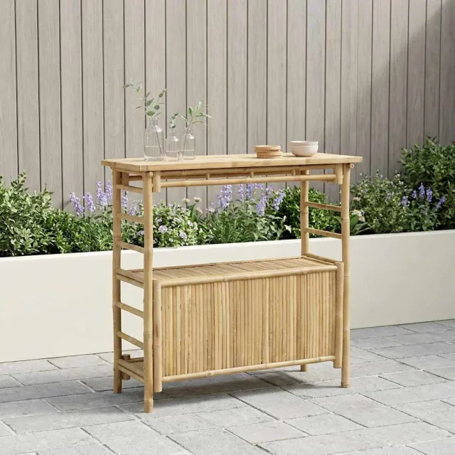 vidaXL Buiten Bartafel Naturel 110 x 50 x 105 cm Bamboe, foto 2