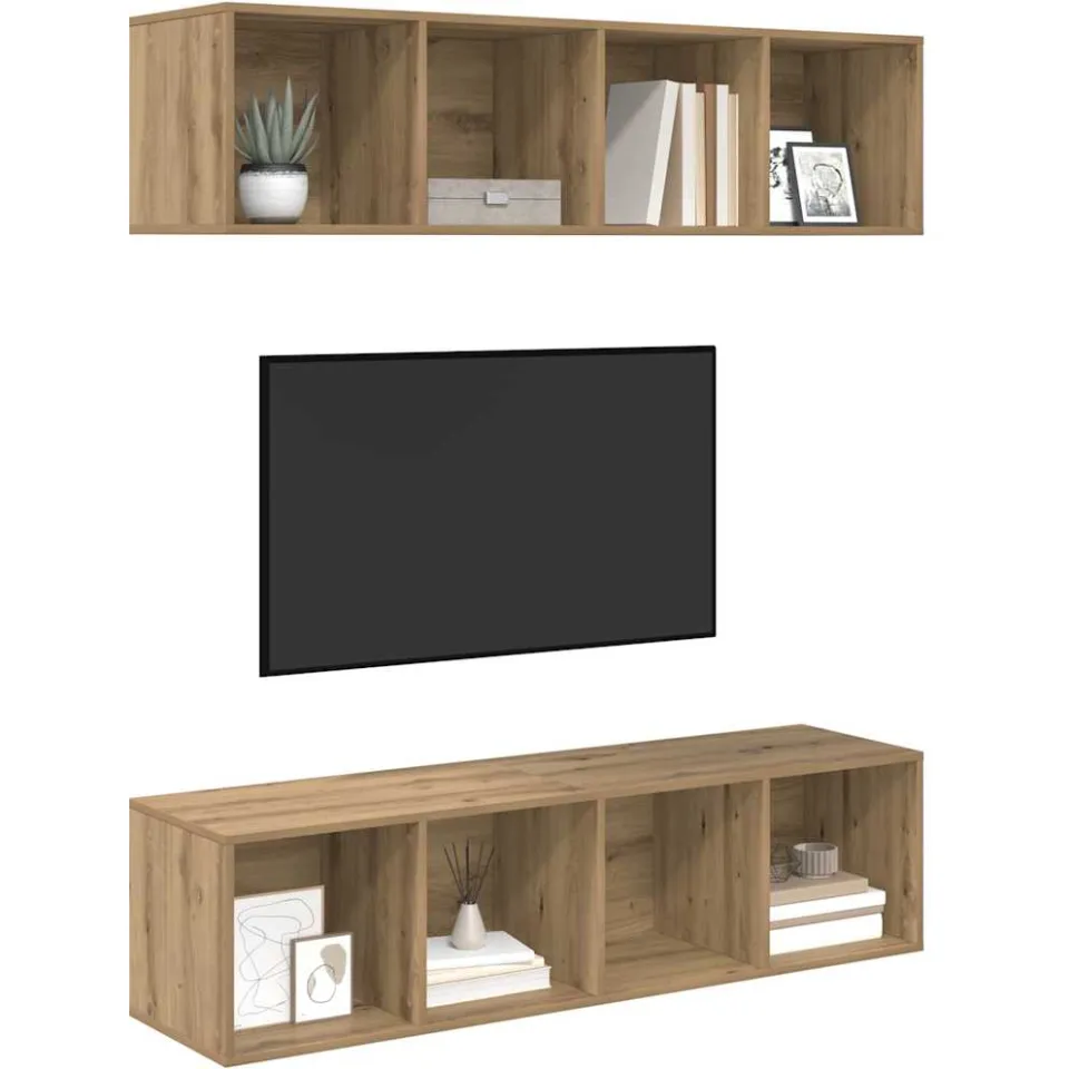 vidaXL Tv-meubelset 2 st 37 x 37 x 142,5 cm Artisan Eiken Bruin