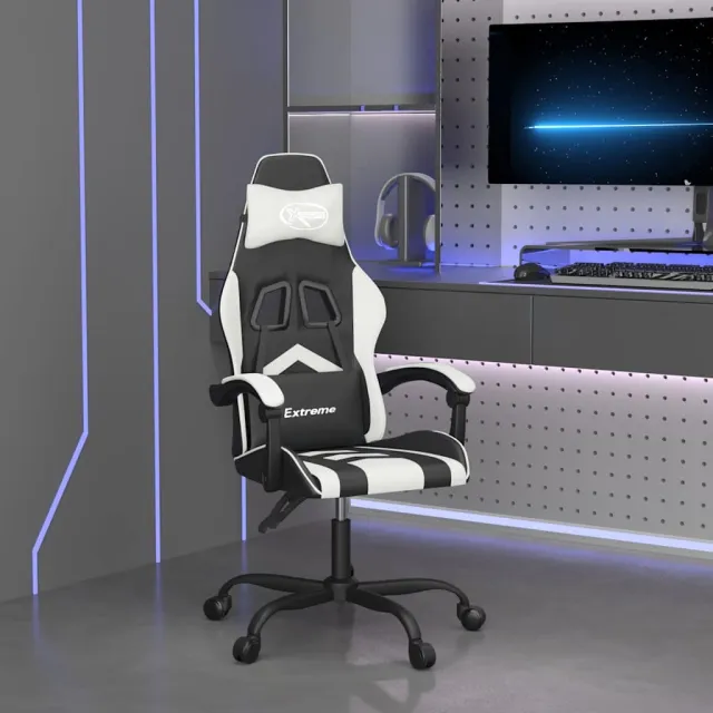 vidaXL Gamestoel draaibaar kunstleer zwart en wit, foto 2