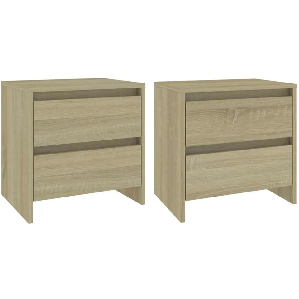 vidaXL Nachtkastjes 2 st 45x34,5x44,5 cm bewerkt hout sonoma eiken Bruin