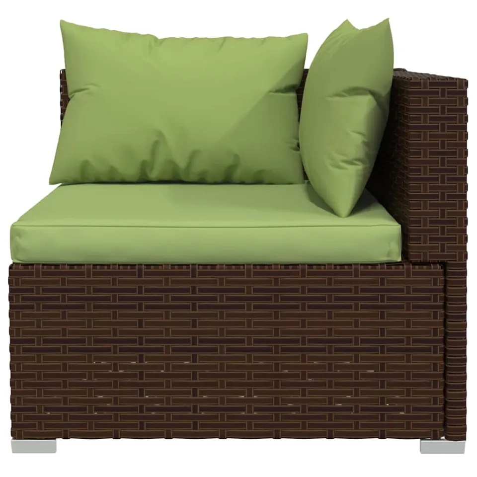 vidaXL 9-delige Loungeset met kussens poly rattan bruin, foto 4