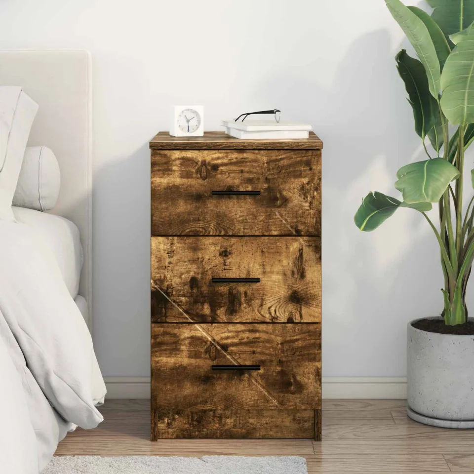 vidaXL Nachtkastje Gerookt eiken 38 x 38 x 66 cm Bewerkt hout, foto 4