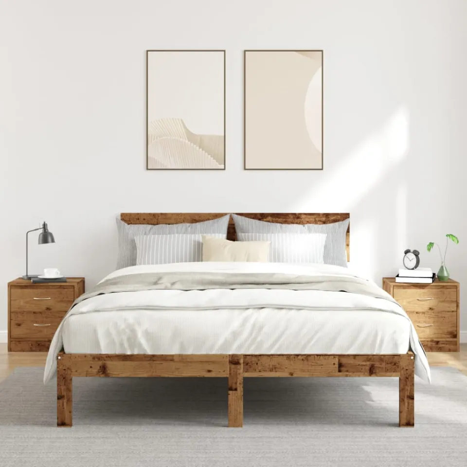vidaXL Nachtkastjes 2 st 40x30x40 cm bewerkt hout oud houtkleurig bruin, foto 2
