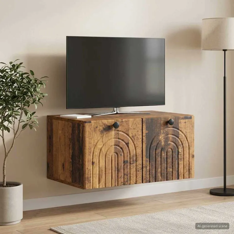 vidaXL Wandbeugel TV-kast Oud hout 59,5 x 41 x 30 cm Bewerkt hout bruin, foto 4