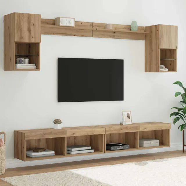 vidaXL TV Wand Eenheden met LED 6 st Artisan Eiken Bruin