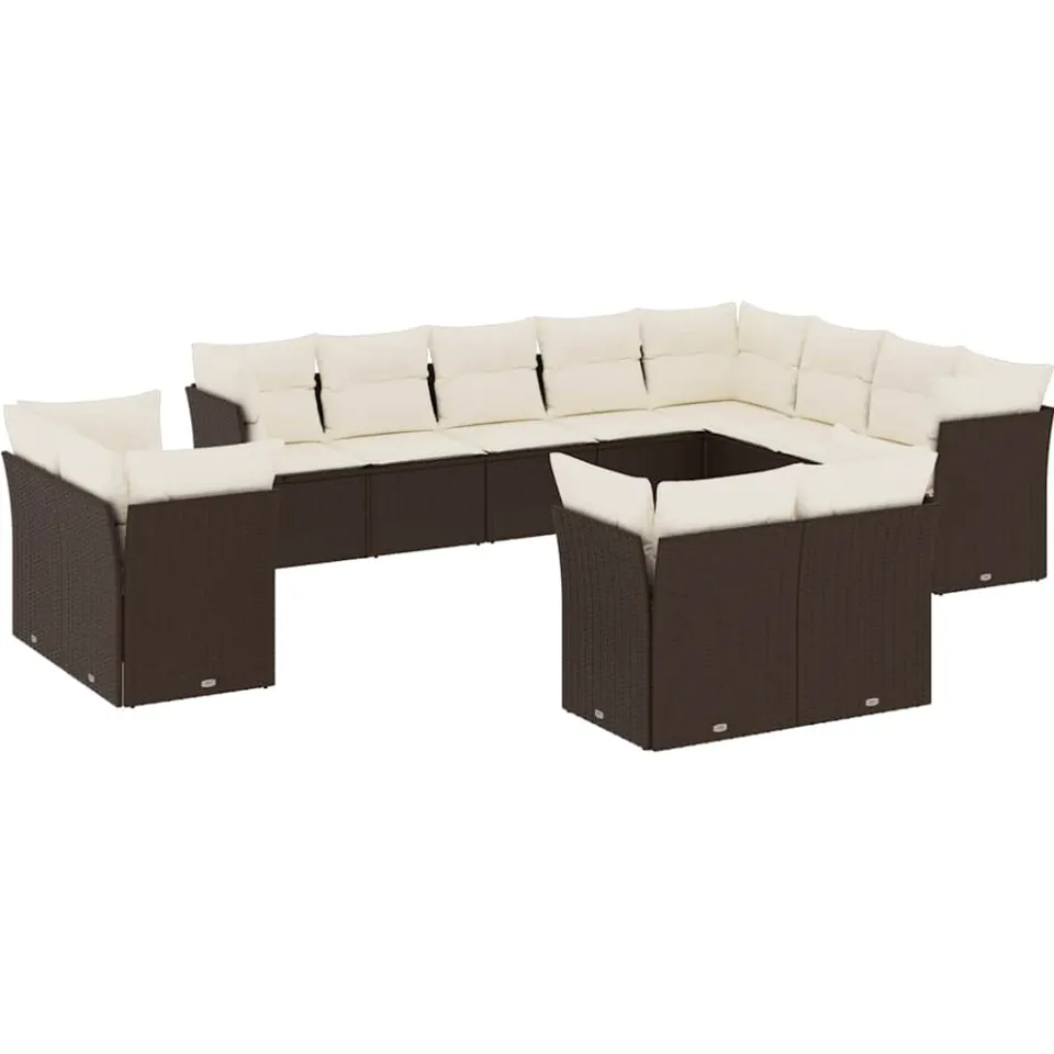 vidaXL 12-delige Loungeset met kussens poly rattan bruin, foto 3