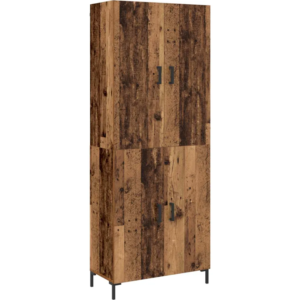 vidaXL Highboard Oud hout 69,5 x 34 x 180 cm Bewerkt hout bruin, foto 3