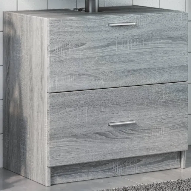 vidaXL Wastafelkast 59x37x59 cm bewerkt hout grijs sonoma eikenkleurig, foto 2