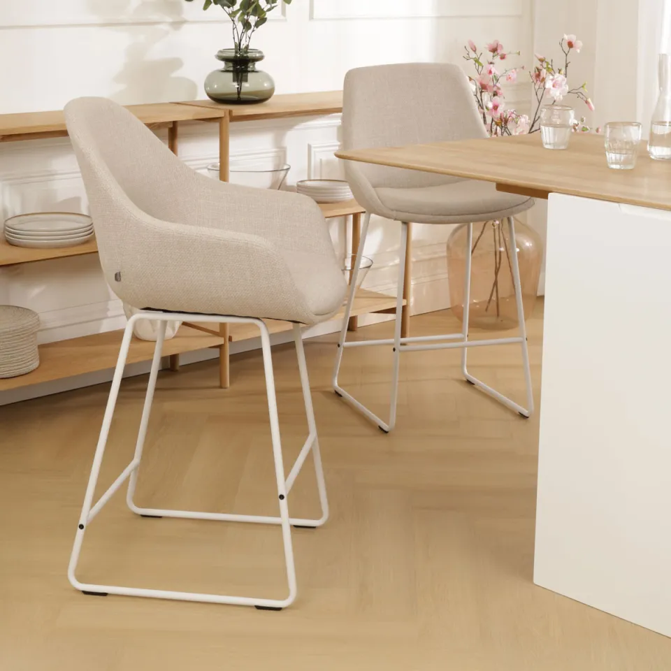 Nolon Nino-Mae barkruk beige - wit onderstel - 65 cm, foto 3
