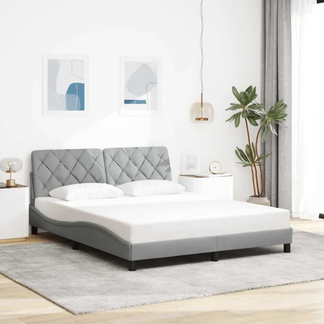 vidaXL Bedframe zonder matras stof lichtgrijs 160x200 cm grijs