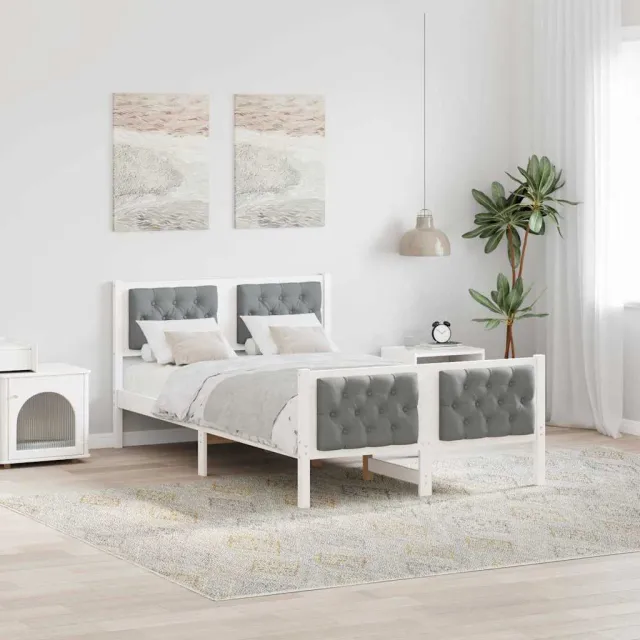 vidaXL Bedframe Lichtgrijs 120 x 200 cm Massief grenenhout Wit