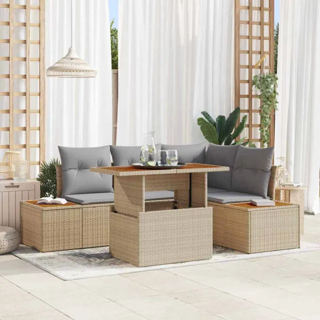 vidaXL Tuin Sofa Set 5 st Beige Poly riet