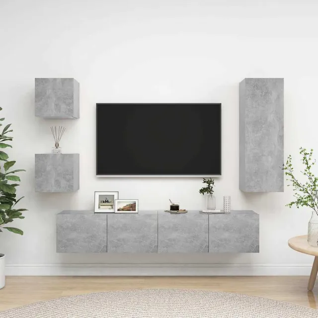 vidaXL 5-delige Tv-meubelset bewerkt hout betongrijs grijs, foto 2