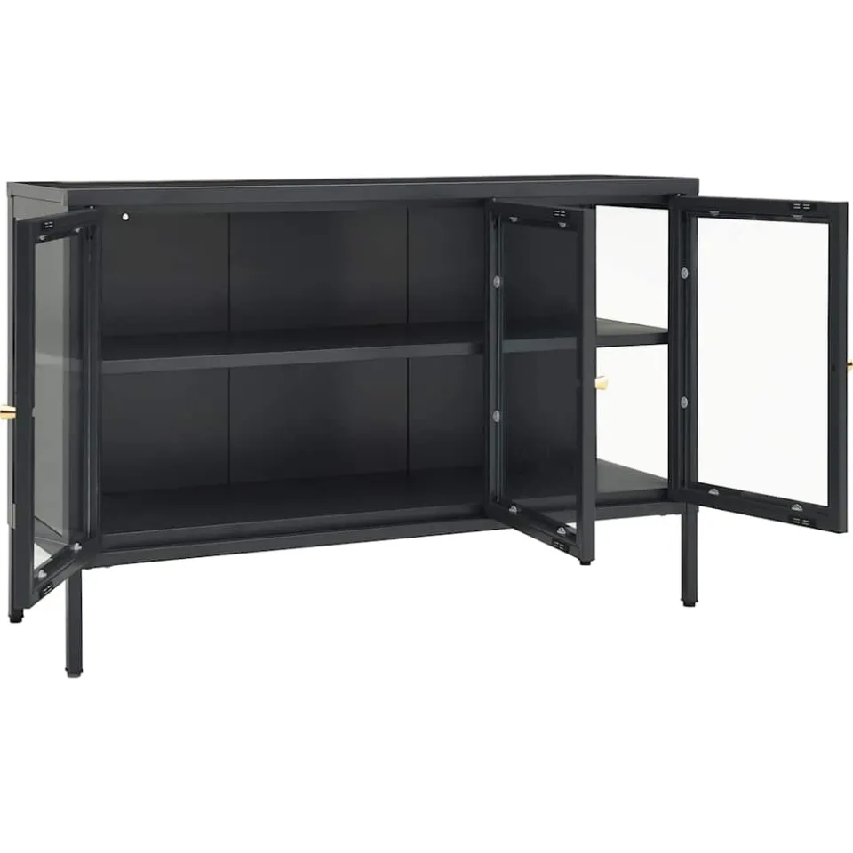 vidaXL Dressoir 105x35x70 cm staal en glas antracietkleurig, foto 4