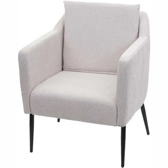 MCW Lounge fauteuil MCW-H93a, fauteuil cocktail fauteuil relax fauteuil ~ stof/textiel crème-beige