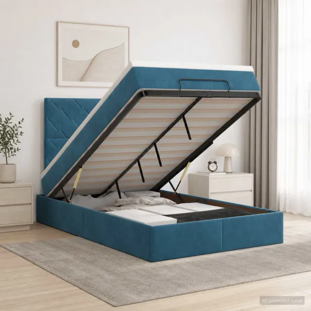 vidaXL Ottoman bed met matras Donkerblauw 120 x 190 cm Fluweel