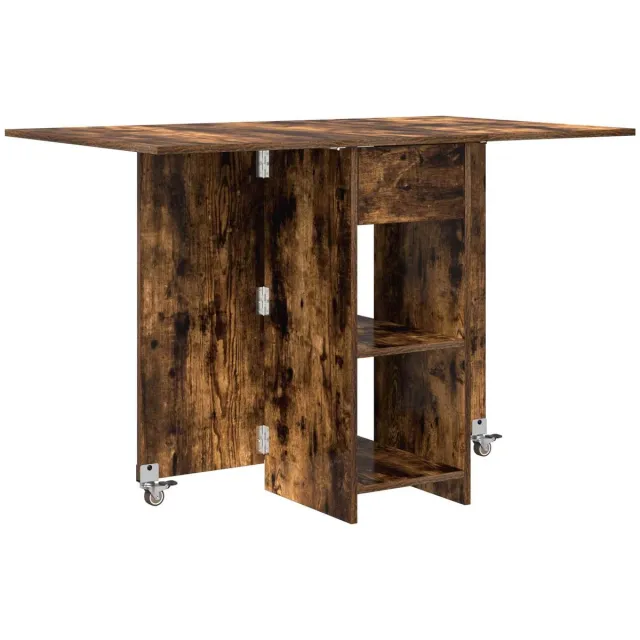vidaXL Eettafel - 115 - x - 70 - x - 75 - cm - Bewerkt - hout - Gerookt - eiken Gerookt eiken