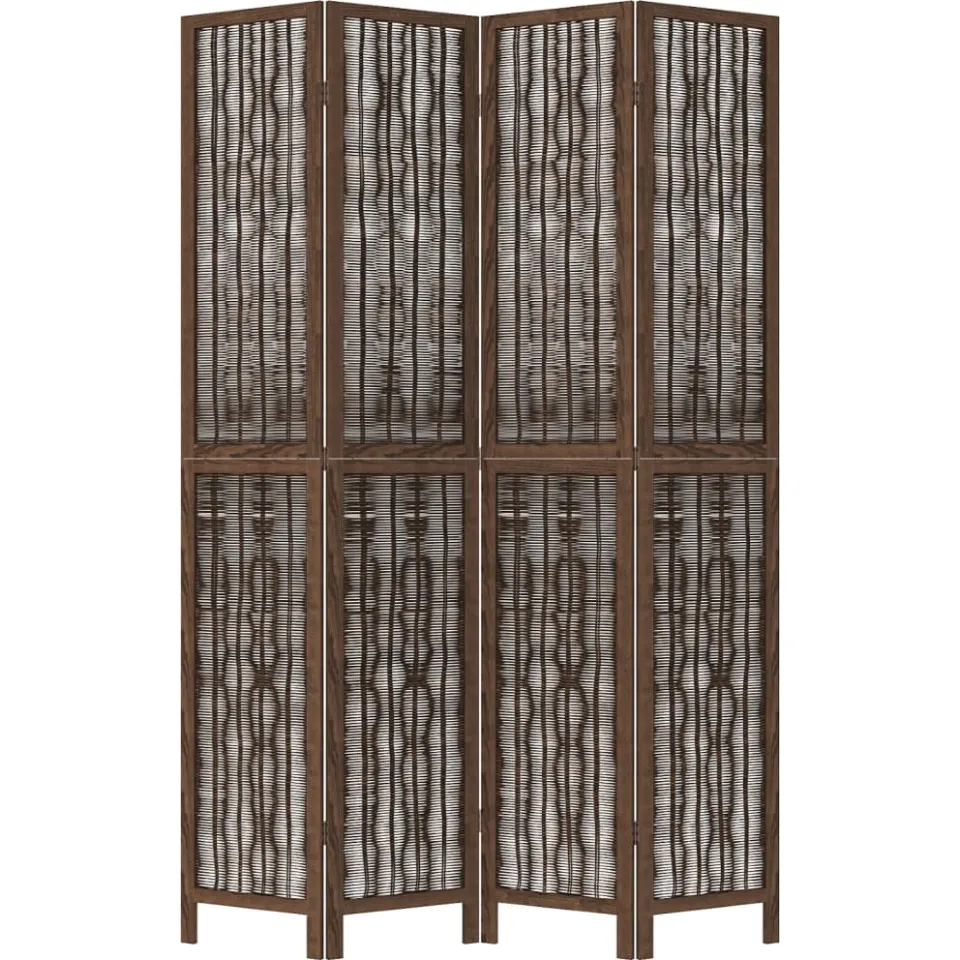vidaXL Kamerscherm met 4 panelen massief paulowniahout donkerbruin bruin, foto 4