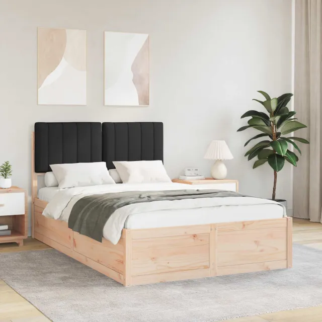 vidaXL Bedframe met Gevoerd Hoofdgedeelte Zwart 120 x 200 cm
