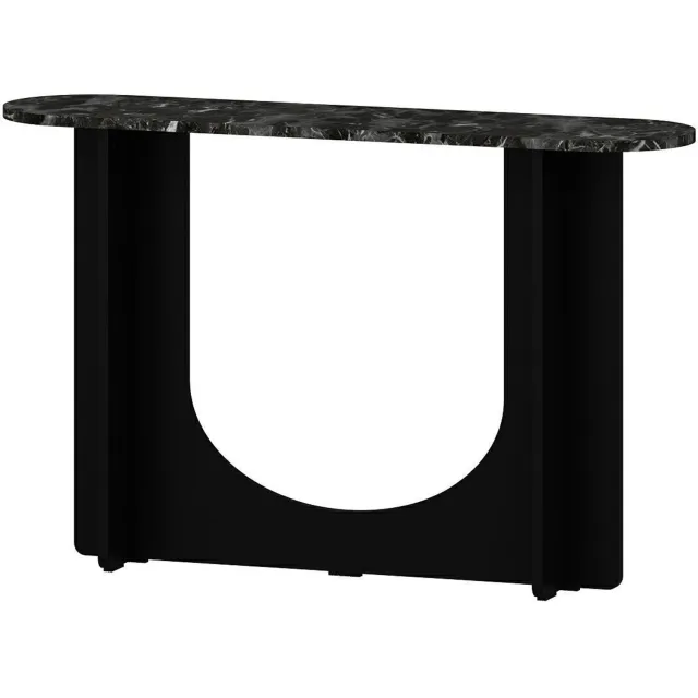 Minar Brandloop NERA Consoletafel – Marmerlook – Mat Zwart – Moderne Sidetable