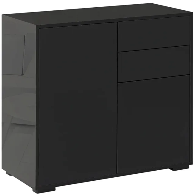 ZYLARO Dressoir - Antikantelkast Met 2 Laden En 2 Deuren - Voor Woonkamer En Slaapkamer - 79 x 36 x 74 cm - Zwart
