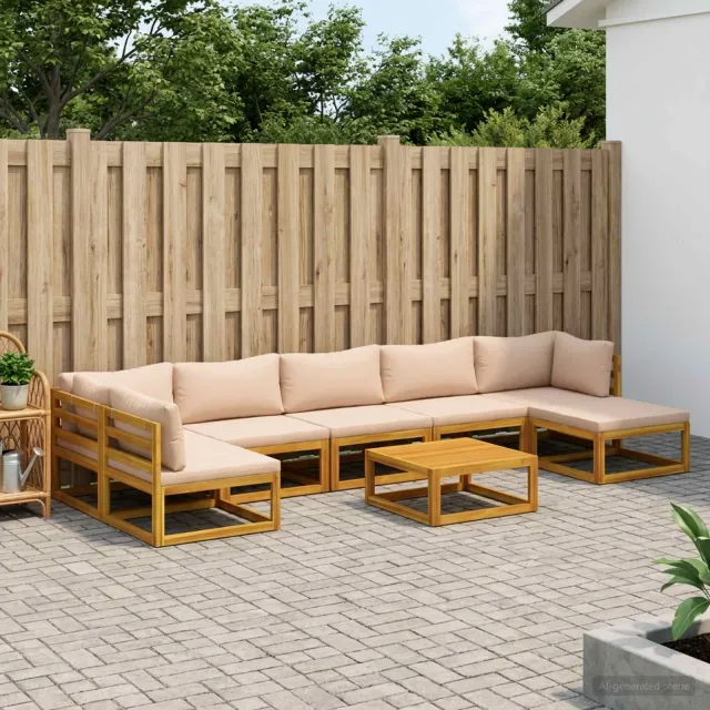 vidaXL Bankstel 8 st Naturel Massief Acaciahout Beige