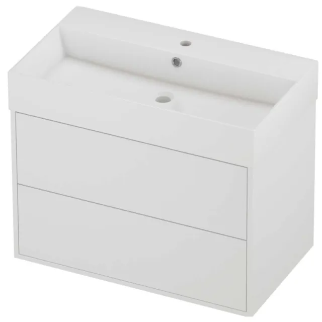 Proline Zara Badmeubelset Porselein Loft 1 Kraangat Voor Grepen 80x46x65 cm Glans Wit Mat White Mat Wit