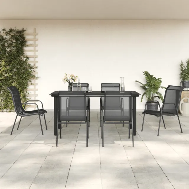 vidaXL 7-delige Tuinset textileen en staal zwart, foto 2