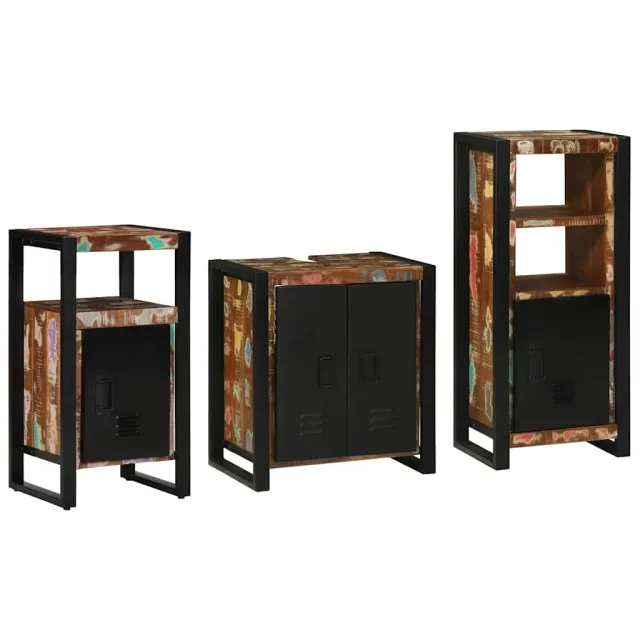 vidaXL Badkamermeubelset 3 st Multikleur en Zwart 55 x 35 x 60 cm Meerkleurig