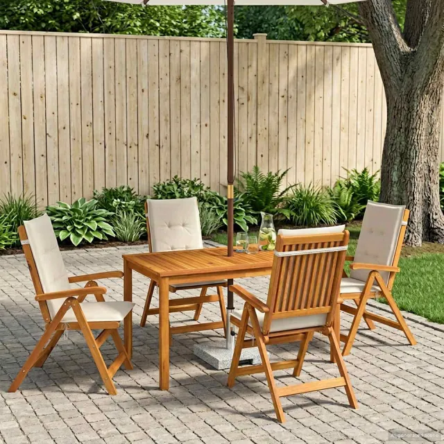 vidaXL 5-Piece Garden Dining Set 4-zits Crèmekleurig, foto 2