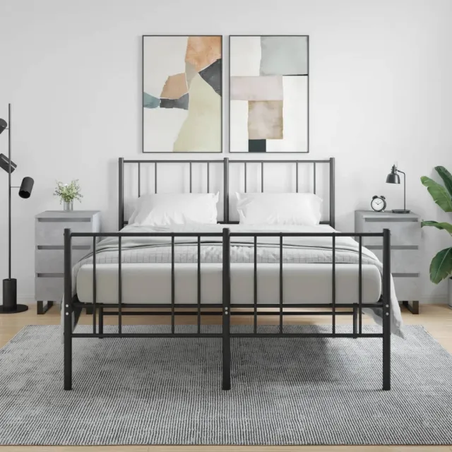 vidaXL Nachtkastjes 2 st 40x35x69 cm bewerkt hout betongrijs grijs, foto 2